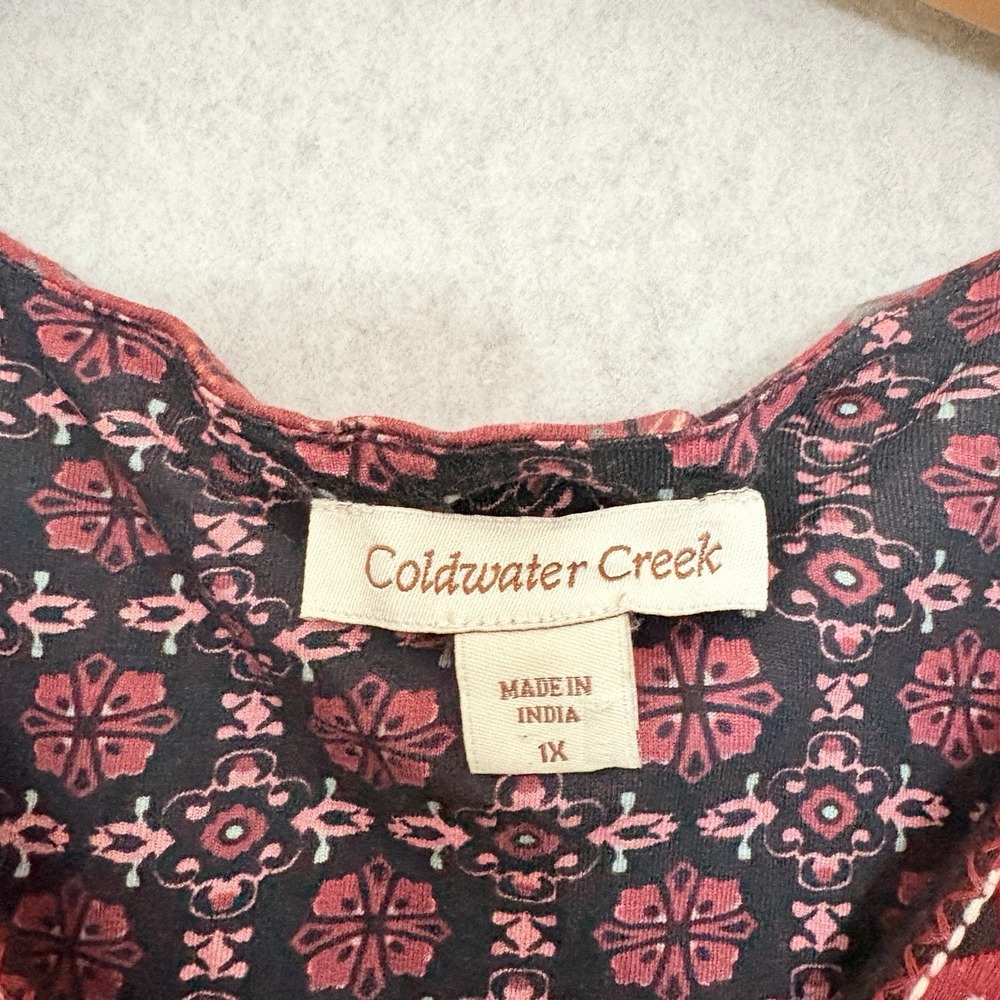 COLDWATER CREEK Flowy Maxi Dress Embroidered Size 1X Romantic Floral Boho Cottag - Picture 6 of 7